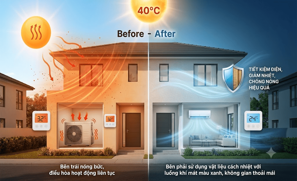 Cách chống nóng tường nhà hướng Tây hiệu quả nhất 2026