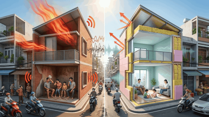 Vật liệu Remak giúp giảm tiếng ồn, nhiệt độ cho nhà phố 